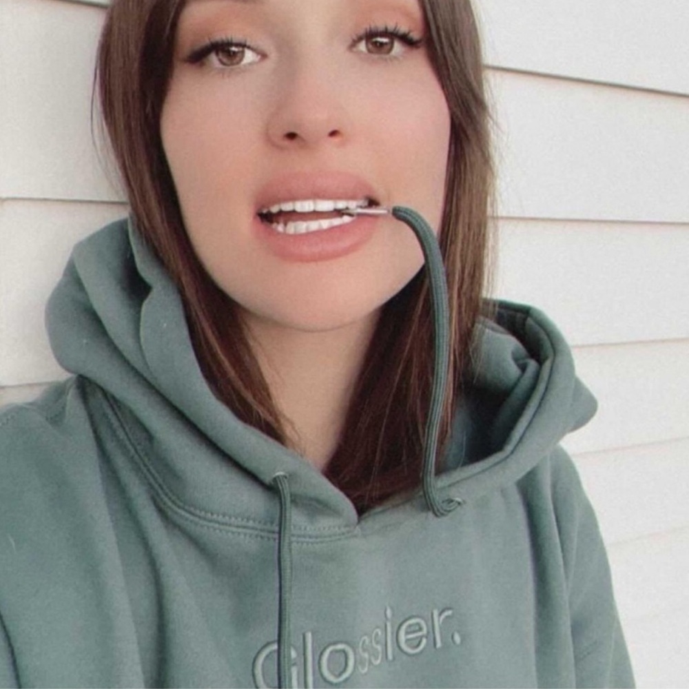 Limited Edition Glossier Sage Green Hoodie Size Small